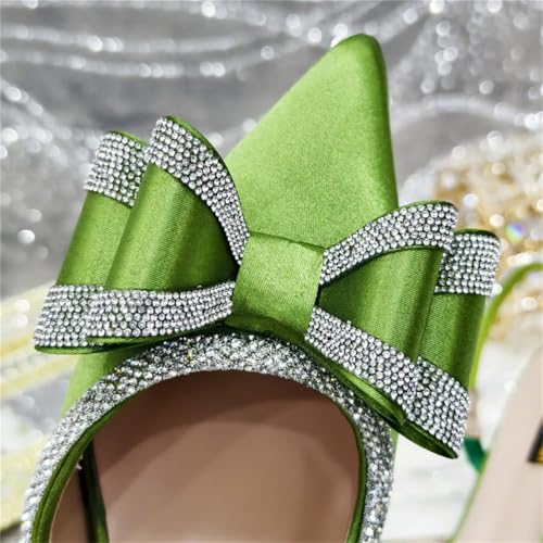 Women's Medium Heel Embroidered Pointed Toe Shoes Rhinestone Details Matching Evening Bag Set3