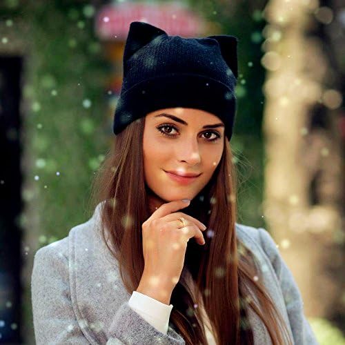 Women Cat Ear Beanie Hat Wool Braided Knit Trendy Winter Warm Cap - Image 2