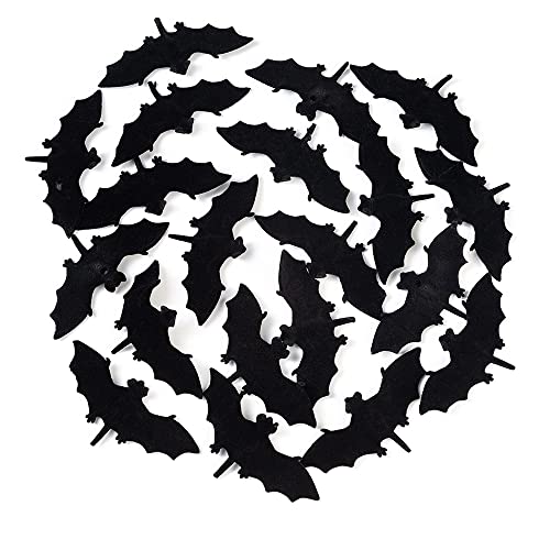 wybcfp 20Pack Halloween Hairy Bats Decoration Artificial Fake Bat Prank Ornament for Halloween Carnival Party Favor DIY Material (Black)