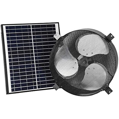 Iliving Solar Roof Exhaust Fan Attic Gable Ventilator, Black Cover