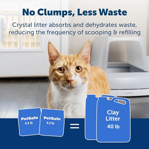 PetSafe ScoopFree Premium Crystal Cat Litter - 8.6 Lbs (Two 4.3 Lb Bags) for Kittens, Quick Absorption, Solid Waste Drying, Odor Elimination with Fresh Scent