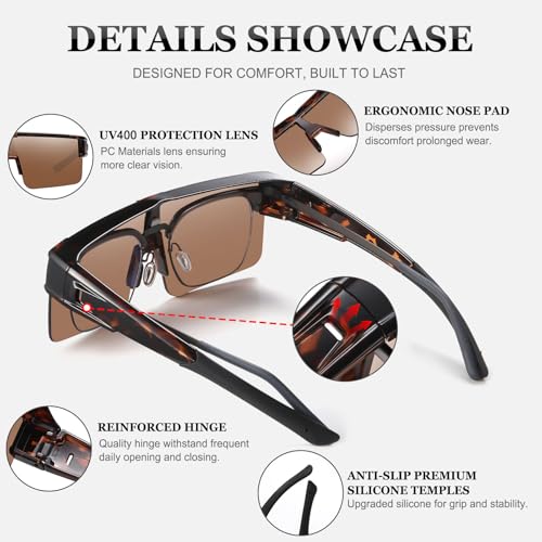 Image of HAOLOTA Fit Over Glasses Sunglasses for Men, Wrap Around Sunglasses for Driving Cycling Outdoors UV Protection