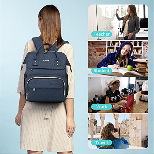 Lovevook Laptop-rugzak voor dames, 35,5 cm (14inch), waterdicht, met USB-oplaadaansluiting, rechthoekige schooltas, schoolrugzak, voor studenten, leraren, voor universiteit, werk - Image 3