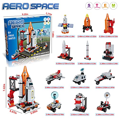Space Shuttle Rocket Toys 12 In 1 Toy Building Sets Stem Building Blocks Aerospace Rocket Launcher Educational Birthday Gift For Kids Boys Girls 6 7 8 9 10 11 12+ Years Old (566Pieces) #TOP4