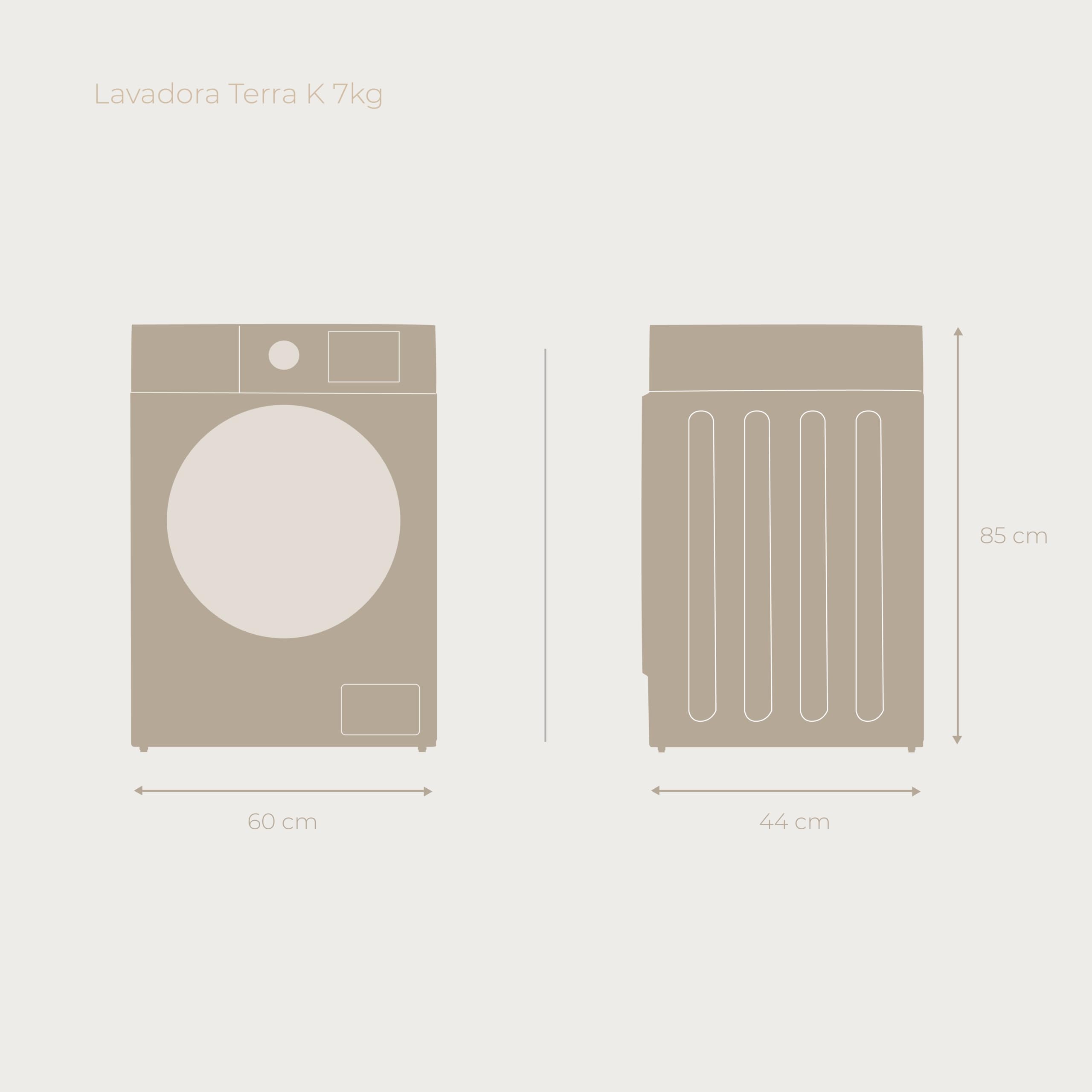 EVVO Lavadora Carga Frontal TERRA K7 - Lavadora Eficiencia Energética A, Motor eDRIVE Inverter, Función Vapor, 1000-1200 RPM, 16 Programas, Lavado Rápido, Limpieza de Tambor, Fondo Estrecho 44 cm