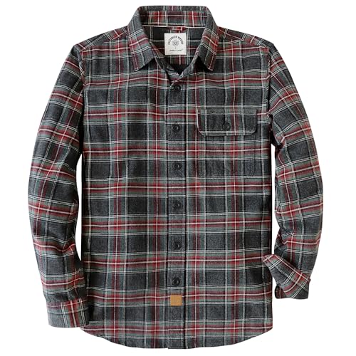 DubinikMens Flannel Shirts Long Sleeve Flannel Shirt for Men Warm Casual Soft Cotton Button Down Plaid Mens Flannel Shirt