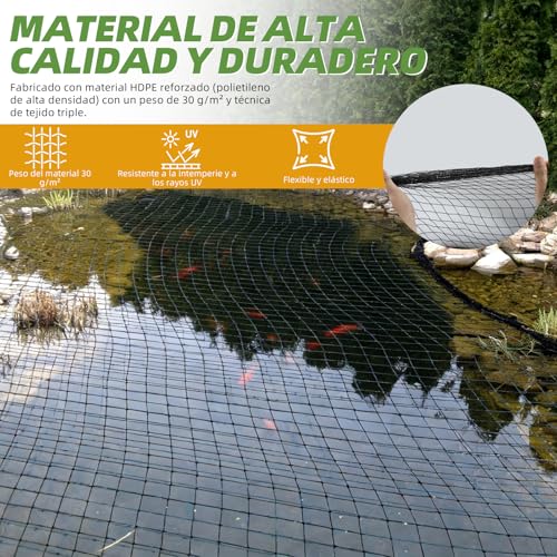 Red de protección para estanques contra aves con tejido antorayos UV 4