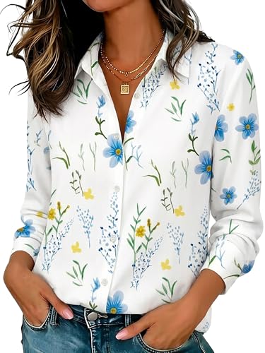 Image of Soft Wrinkle-Free Button Down Stretch Shirts for Women, Breathable Moisture-Wicking Casual Work Dress Tops