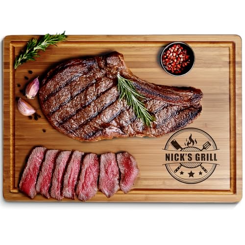 Grill Cutting Board, Personalized Grilling Gifts for Men, Custom Wood Bamboo Gifts, BBQ Gifts, Housewarming Gifts for New Home