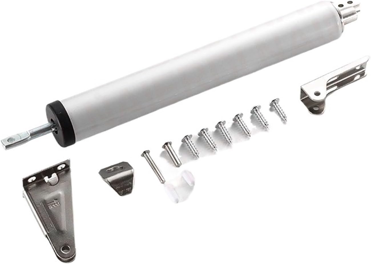 Automatic Door Closer 35kg Aluminum Alloy Soft Closing Adjustable Gas Spring 100 Degree Positioning Stop Hardware(White)