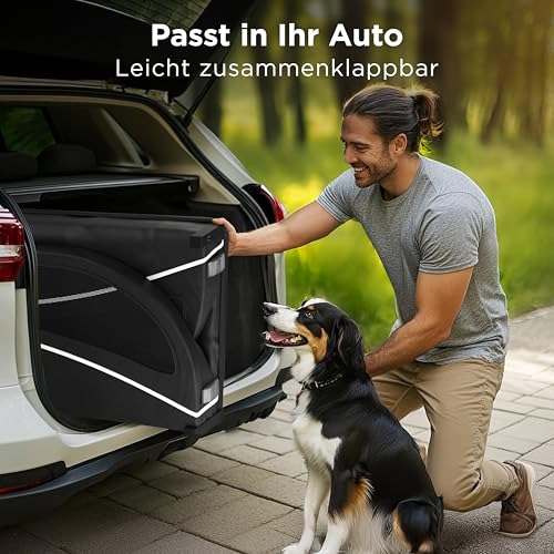 Trevopet® Hundeanhänger für Fahrrad – Faltbarer Hundefahrradanhänger mit Kupplung & Reflektoren – Fahrradanhänger Hunde bis 40 kg – Wasserdicht – Kompatibel mit E-Bikes – Schwarz