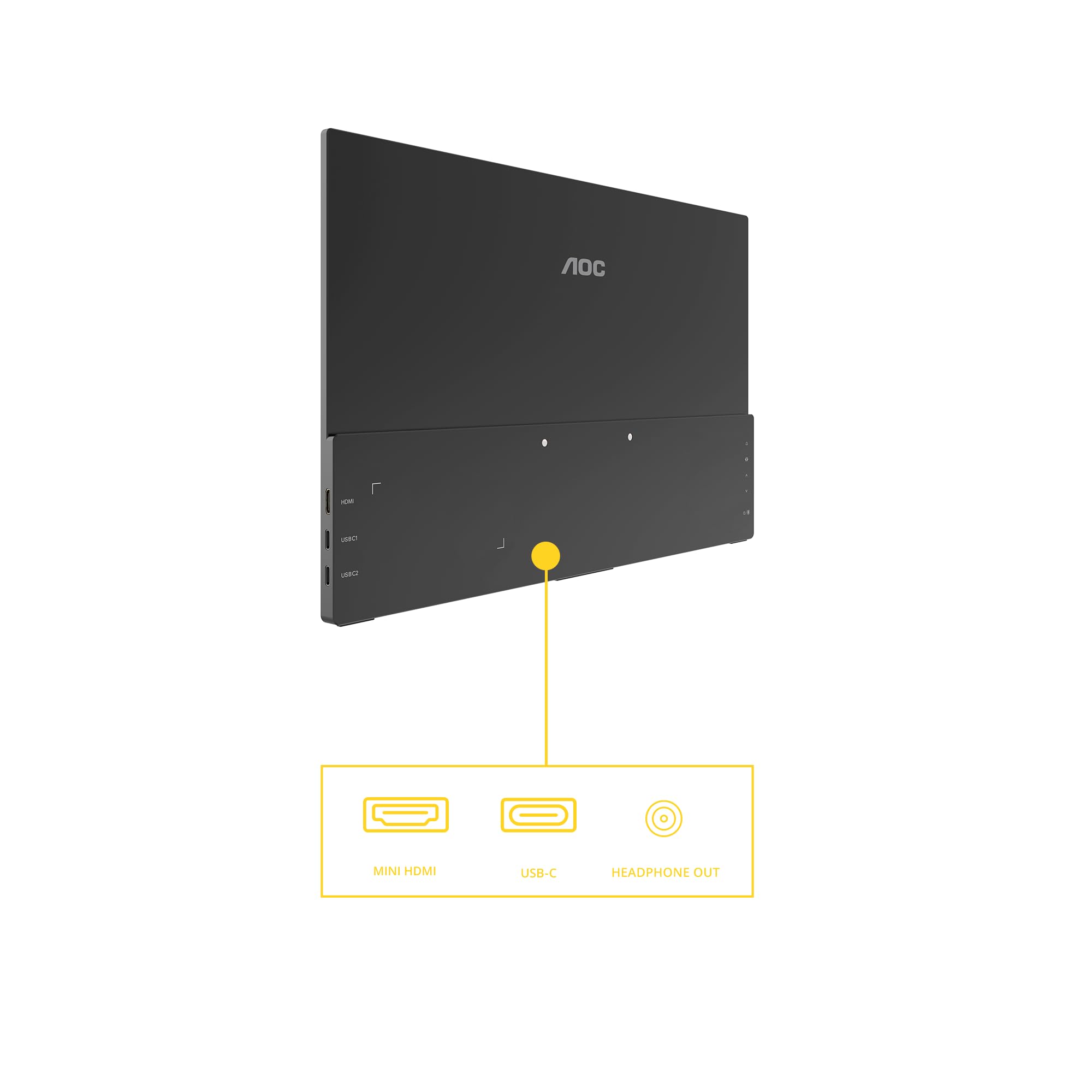 AOC 16T20E2 Monitor FHD 40.6 cm 60 Hz, panel IPS, 5 ms GtG, głośniki, (1920 x 1080 HDMI 1x Mini HDMI USB Hub) czarny