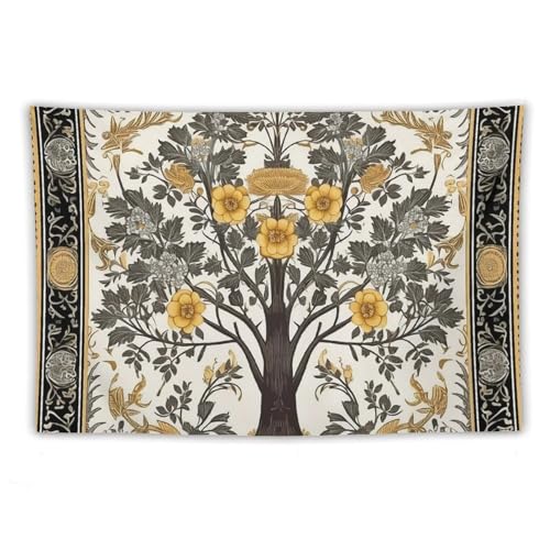 Tenture murale arbre en tissu de qualité supérieure pour décor de salon chic