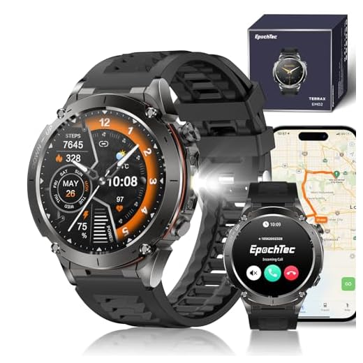 EpochTec TERRAX Smartwatch Uomo - GPS, Touchscreen 1.43", Monitor Frequenza Cardiaca, SpO2, Tracciamento Sonno, Contapassi, Chiamate Bluetooth, Impermeabile IP69, 170+ Modalità Sportive