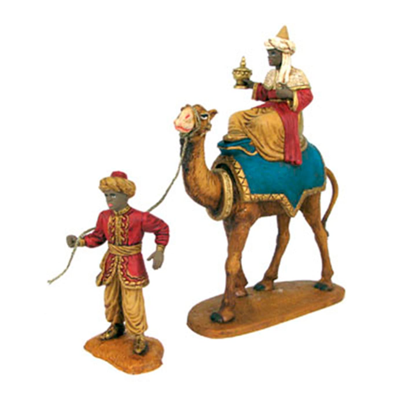 Acan Tradineur - Figuras Reyes Magos, Camellos y pajes para belén navideño 27 cm, durexina, Figuras Decorativas Nacimiento, Pesebre, Navidad, decoración Tradicional