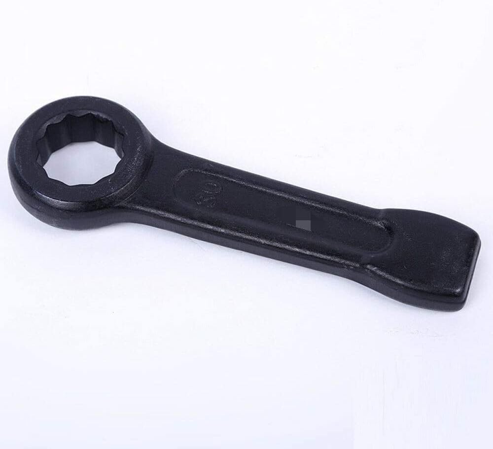 Ring Spanner,Slogging Ring Spanner 24-55mm Box End Wrench Metric Single Ring Flat Spanner Slogging Wrench Train Tube Extension Tool Car Key (27mm)