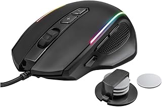 Trust Gaming Mouse GXT 165 Celox with Adjustable Weight, 200-10,000 DPI, Full RGB, 8 Programmable Buttons, Advanced Software, Wired, USB Computer Mouse for PC and Laptop - Black