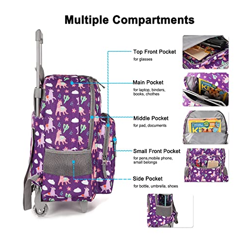 Image of Rolling Backpack 18 inch Double Handle Wheeled Boys Girls Travel School Children Luggage Toddler Trip