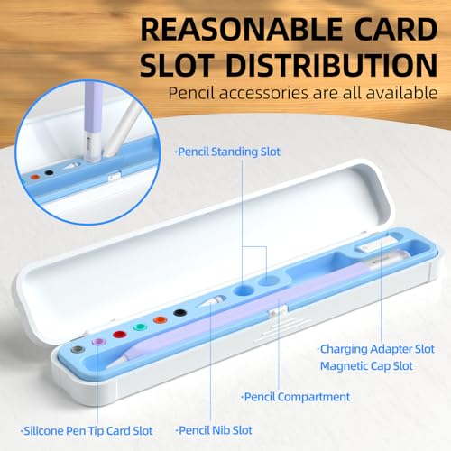 Image of AZF Hard PC&Silicone Magnetic case for Apple Pencil case(Apple Pencil Pro /2nd Gen /1st / (USB-C) / Pro and Samsung Galaxy S-Pen Series Pencil Protection Carrying Case. (Sky Blue)