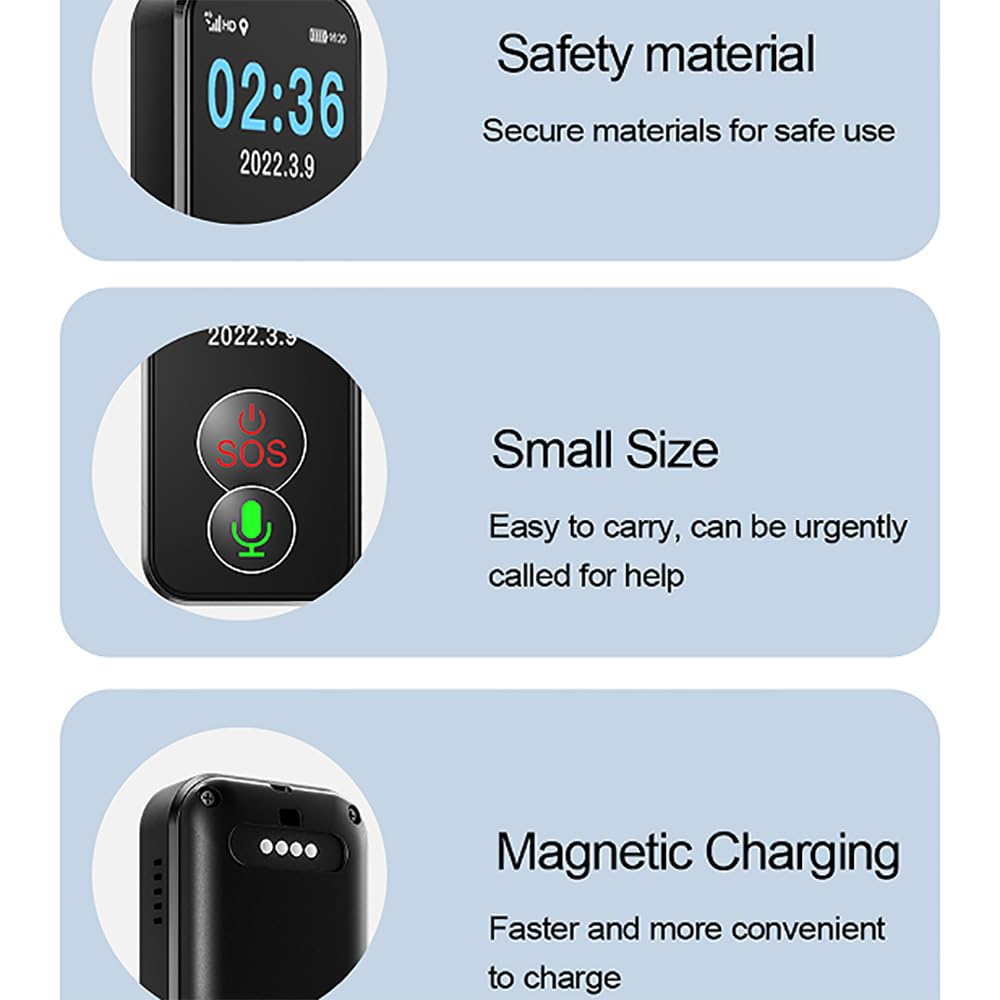 Localizzatore GPS personale, Dispositivo di localizzazione, Chiamate HD/Allarme caduta/Traiettoria storica di 90 giorni/Impermeabile IPX6/Design recinzione elettronica, per bambini, adolescenti