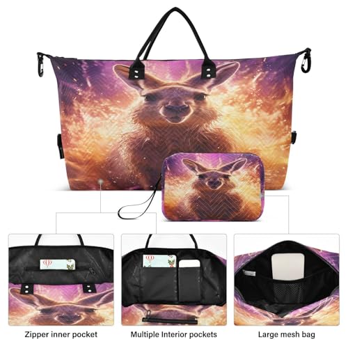 Fired Angry Kangaroo Travel Duffel Bags Gym Bag Weekender Handbag with Toiletry Bag for Women Girls Men2