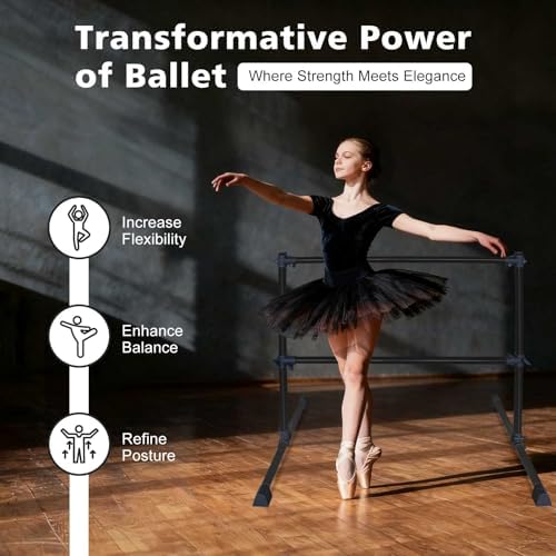 4FT Adjustable Ballet Barre - Portable Dance Bar for Home & Studio, Non-Slip Base, 360° Rotatable Foot, Perfect for Stretching, Pilates, Dance Training & Exercise Equipment