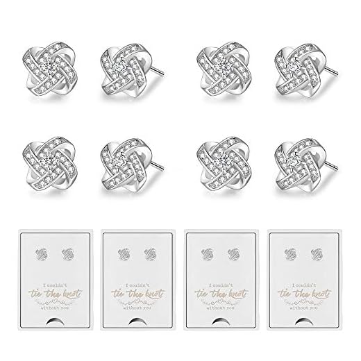 Bridesmaids Gift Set of 6 or 4 Stud Earrings Rose Gold Knot Bridesmaid Earring for Women I Couldn’t Tie a Knot Without You Wedding Proposal hypoallergenic Jewelry