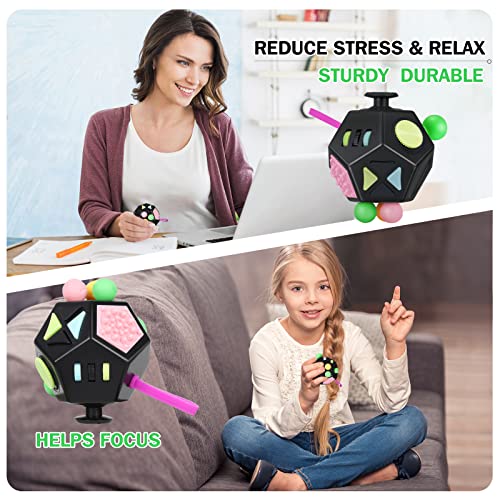 Vcostore Dodecagon Fidget Cube - 12 Sided Fidget Toy Depression Anti, Stress And Anxiety Relax Great Fidget Cube For Adults Kids With Ocd,Add, Adhd, Autism(Black) #TOP6