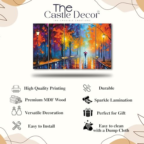 Image of The Castle Decor Trees passage painting with frame 5 Big Size (27x48) Wall Art for living room,Bedroom,Drawing room,Hotels-Wooden Framed-Digital Painting