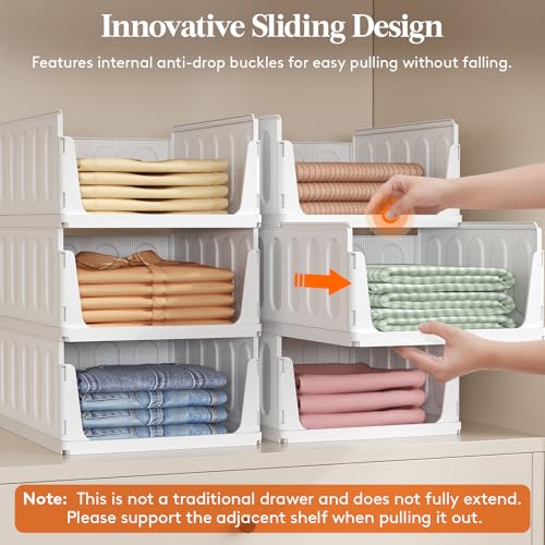 Lifewit 6-Pack Stackable Closet Organizers and 12-Pack 11 Inch Gray Foldable Storage Cubes, Multifunctional Organizers for Wardrobe, Bedroom, Kitchen, Office & Dorm thumbnail 2