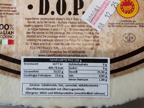 PECORINO ROMANO DOP Caseificio Storico Amatrice - 1 Kg - Gereifter Schafskäse