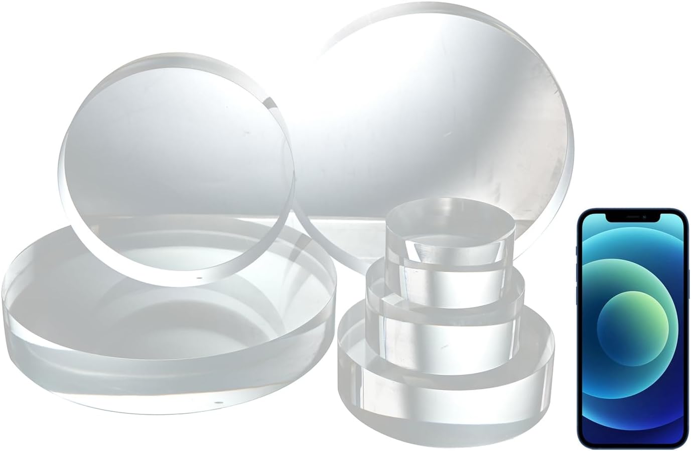 CiaoHER 2in Thickness 5in Diameter Acrylic Disc Display Block Clear Polished Round Pedestal Stand Riser 5" x 2", 1 Pack