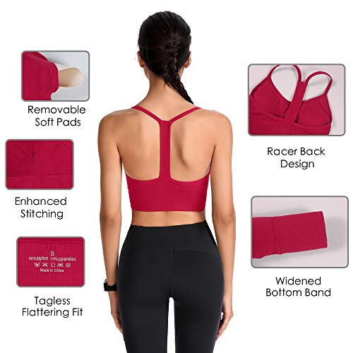 Image of Evercute Racerback Sports Bras Padded Y Racer Back Cropped Bras for Yoga Workout Fitness Low Impact