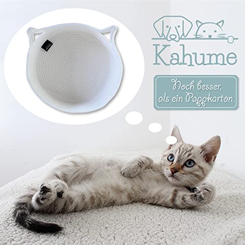 Katzenbett waschbar, Katzenkorb zum Schlafen aus Baumwollseilen, ECO Katzenkörbchen, Hundebett Korb geflochten, Bett für Katzen, Schlafplatz Liegeplatz Bettchen Haustierbett Körbchen Cat Bed weiß – Bild 5