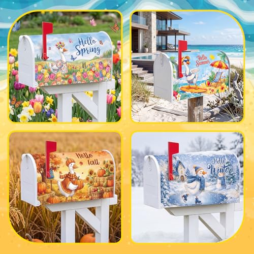 Image of Dispowreath 12 Pcs Goose Seasonal Mailbox Covers Magnetic Standard Size 18 x 21 Inch Summer Patriotic Magnetic Mailbox Covers for Garden Yard Outdoor Decor