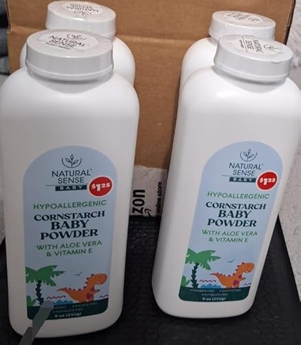 Natural Sense Baby Hypoallergenic Cornstarch Baby Powder with Aloe Vera & Vitamin E
