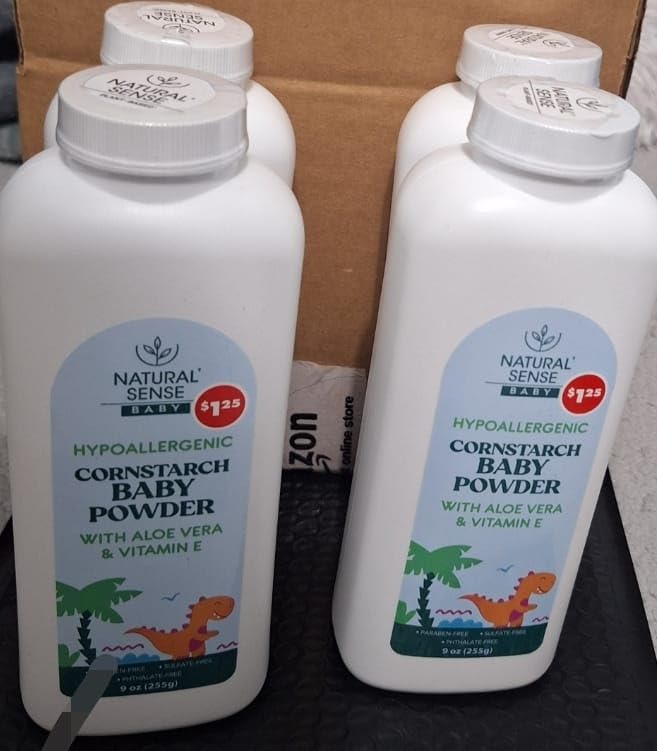 Natural Sense Baby Hypoallergenic Cornstarch Baby Powder with Aloe Vera & Vitamin E