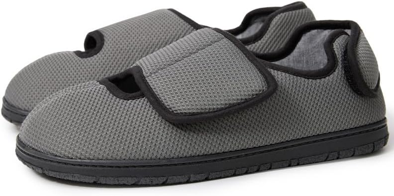 WALKFUN Men's Diabetic House Shoes Mesh Memory Foam Indoor Slippers Removable Insole Adjustable Slip on Slippers for Men - Image 3