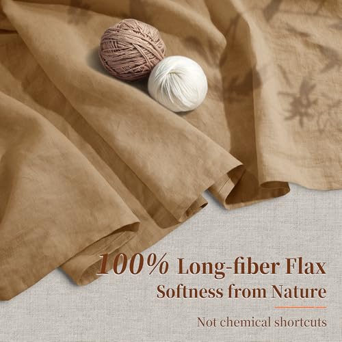 Image of 100% Pure Linen Sheet Set for Hot Sleepers, Breathable Natural Linen Sheets 4pcs, Bedding Set Deep Pocket Up to 16 inch Moisture-Wicking, Softens with Every Wash (Rust King)
