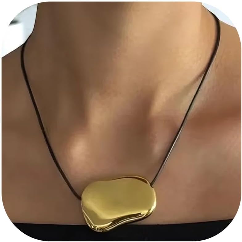 Frodete Statement Necklace for Women Chunky Gold Necklaces Long Pendant Necklace Boho Necklaces Gold Pendant Jewelry Cowboy Chic Style Cowgirl Outfit