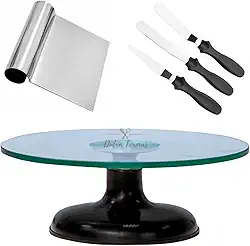 Bailarina De Vidro Com Rolamento Duplo + Kit 3 Espátulas Confeiteiro + Tubular (Preto)