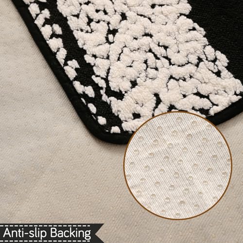 Image of HOKIPO Luxury Wavy Anti Slip Plush Sofa Cover Mat | Make Your Own Sofa Cover Set, Mat Length 90(D) x 150(L) cm, Black (AR-5983-BLK)