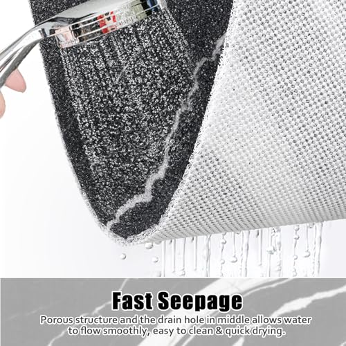 Image of Square Shower Mat Non Slip: 24x24 Inch Shower mats for Inside Shower with Drain Hole in Middle, Super Soft PVC Loofah Massage Shower Floor Mat, Anti Slip Shower Stall Mat, Quick Drying