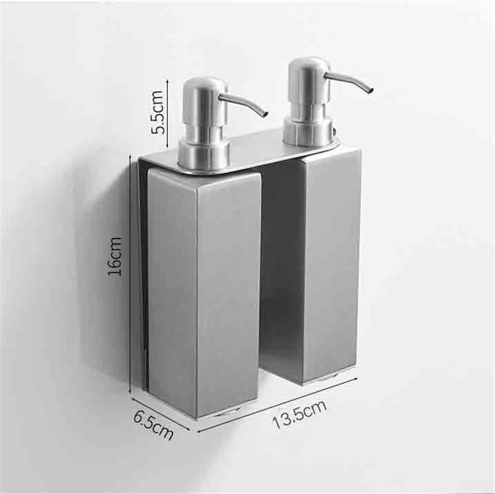 A prova di perdite Distributore di sapone da parete in acciaio inossidabile, distributore lozione bagno, installazione senza fori(Nero)
