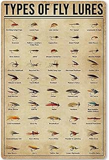 Fly Lures Posters Metal Signs Fishing Knowledge Popular Science Guide Room Club Farm Wall Decor 6"x8"