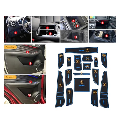 Tapis de console pour MG HS et EHS EV 2018+ LFOTPP en caoutchouc bleu - 3