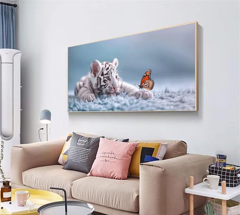 Broderie Diamant Tigre de qualité supérieure, grand format d'art mural 40x80 cm - 3