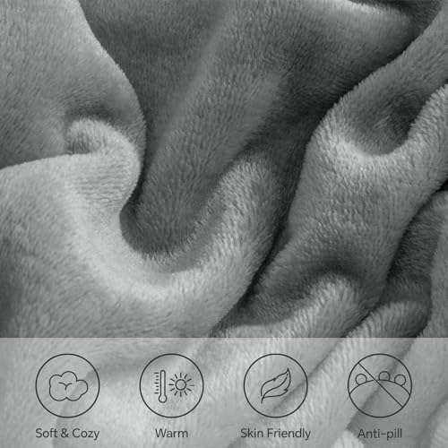 BEDELITE Fleece Sheets Bed Set, Super Soft and Warm Fuzzy Plush Set 4 Piece for Winter Gift & Decor, Includes 1 Deep Pocket Fitted Sheet, 1 Flat Sheet and 2 Pillowcases Queen Size, Grey — view 4
