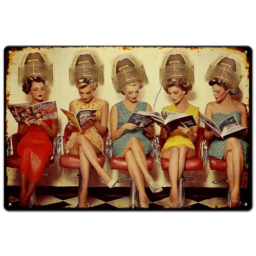 SUPERDANT Letreros de metal para mujer, para peluquería, salón de belleza, placas de pared, póster de hierro, arte para bar, hombre, cueva, decoración de pared, hogar, sala de estar, baño, decoración