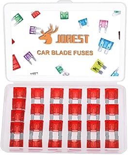 JOREST 25Pcs Standard/Mini 10A 15A 20A 30A 40A Car Fuses, Single Ampere Automotive Replacement Fuses for Car/RV/Truck/Motorcycle